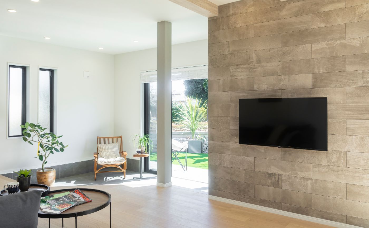 土間タイル エコカラット リビング施工事例