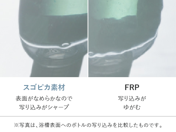 浴槽表面への映り込みの比較